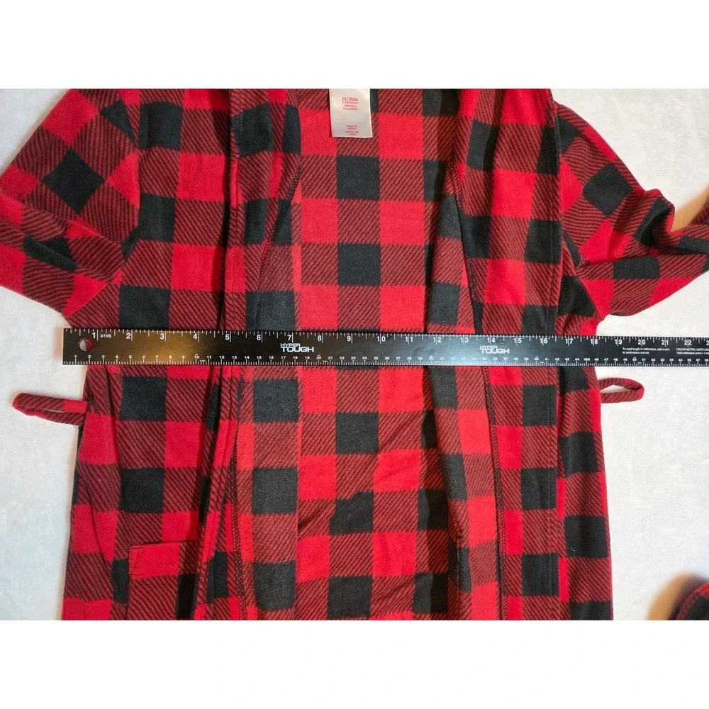 276 WonderShop UNI Size 10 Red Black Buffalo Plaid Fleece Coat Jacket